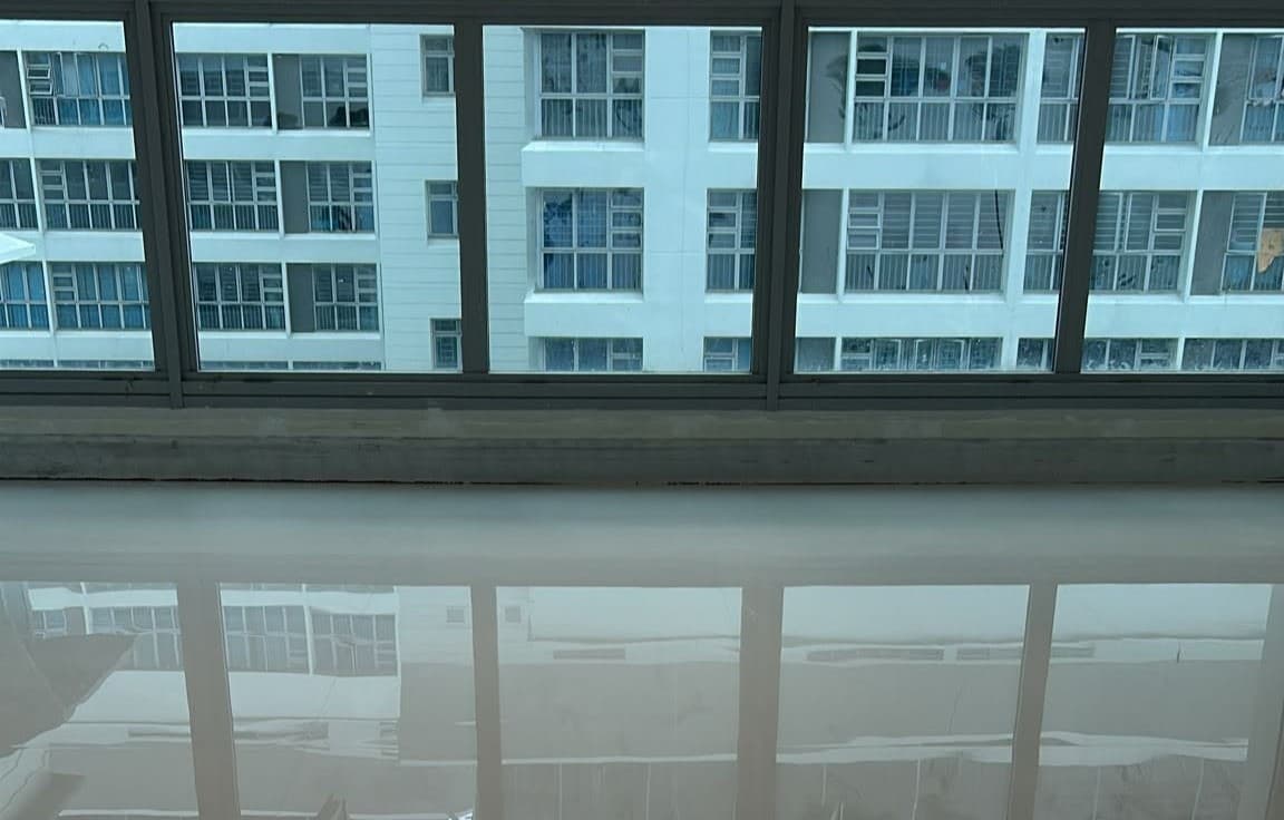 Cleaners caring for a bright living room and its floor